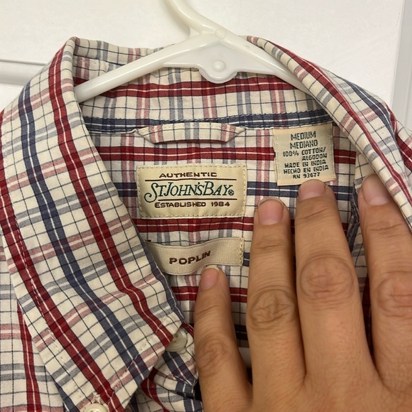 VTG St John’s Bay•100% Cotton Blue Red Plaid Short Sleeve, Men’s Size M - Picture 3 of 7